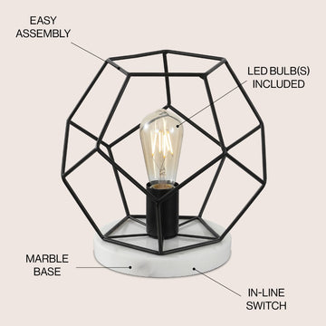 James 10" Metal/Marble LED Table Lamp - JONATHAN Y